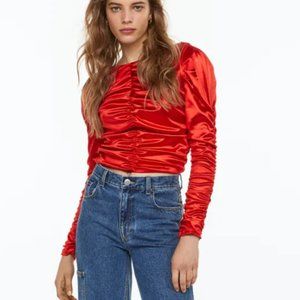 NWT: H&M Gathered Top - Red - Ladies | H&M US 8
